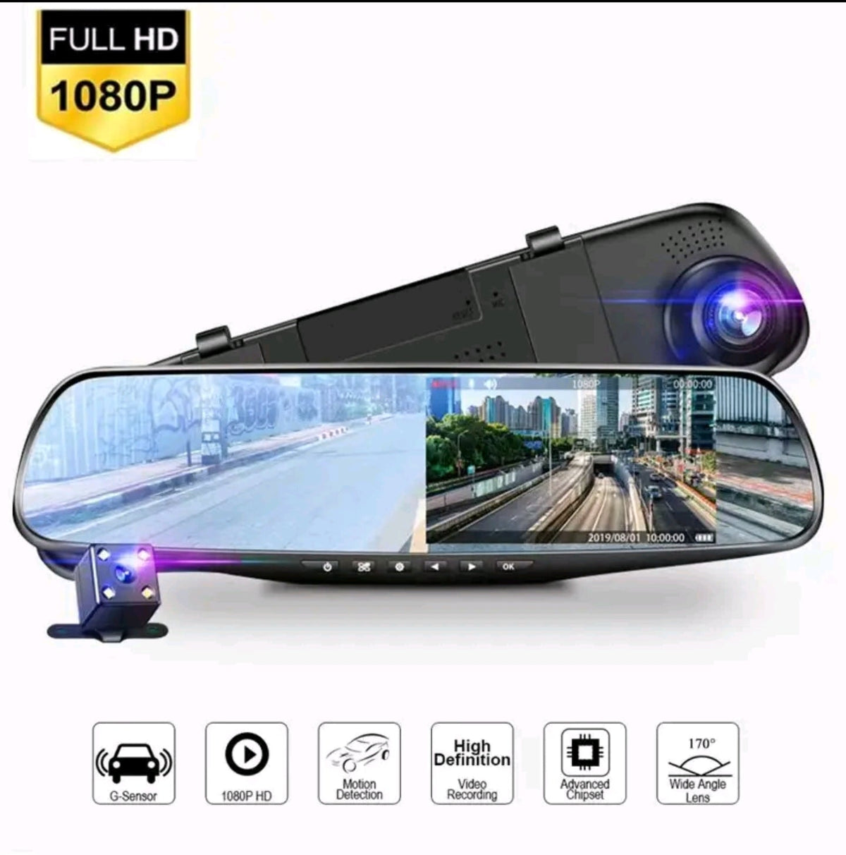 Hd Rear view mirror/dash cam with built-in DVR