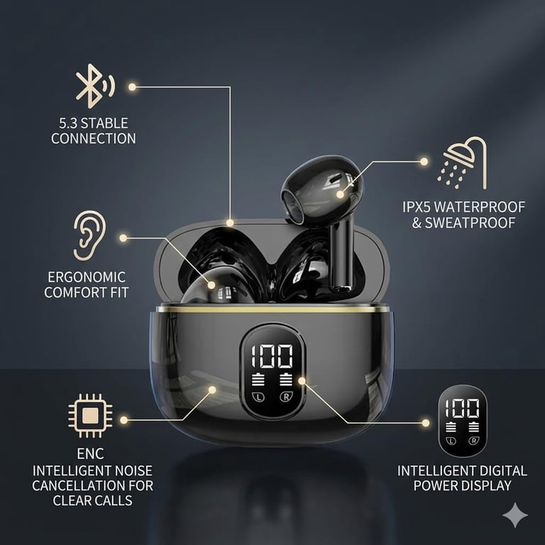 T02 wireless headset (Black)